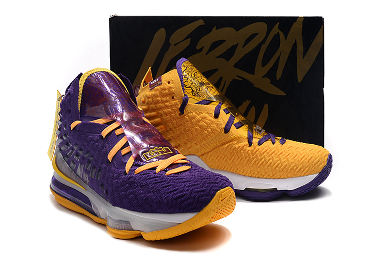 2019 Men Nike LeBron James 17 Lakers Purple Yellow Shoes